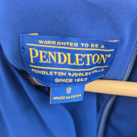 Pendelton Blue Midi Dress Fit and Flare Lined Midi Dress Size 8 - Picture 11 of 13